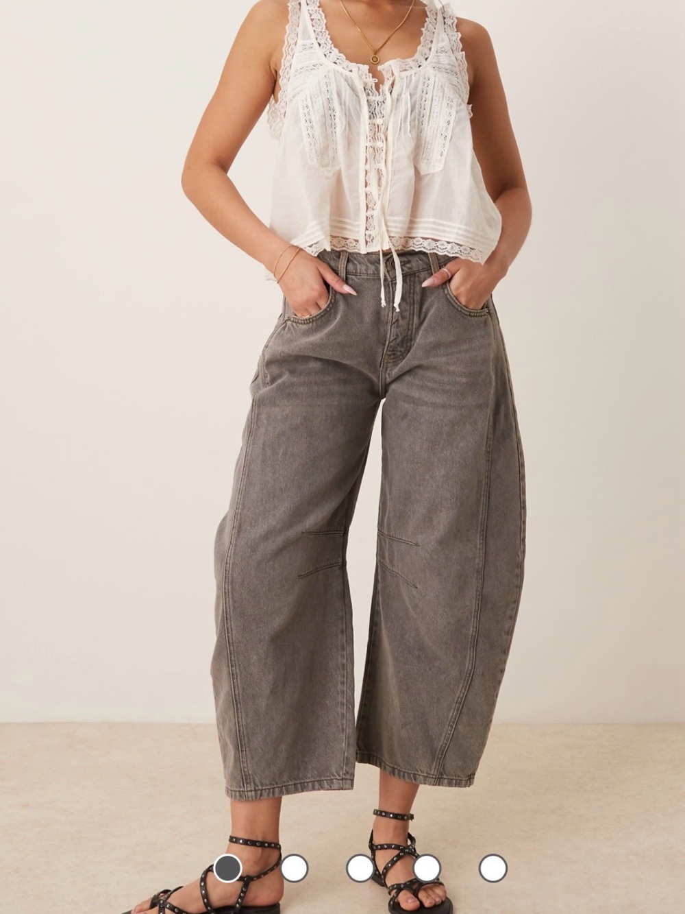 We the Free Good Luck Mid Rise Barrel Jeans, Archive Gray, Size 28
